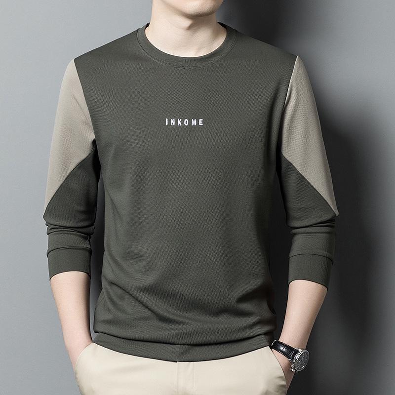 

Men s Spring 2026 Round Neck Hoodie - Casual High-End Long Sleeve Loose Fit L (105-125 jin) армія зелений колір