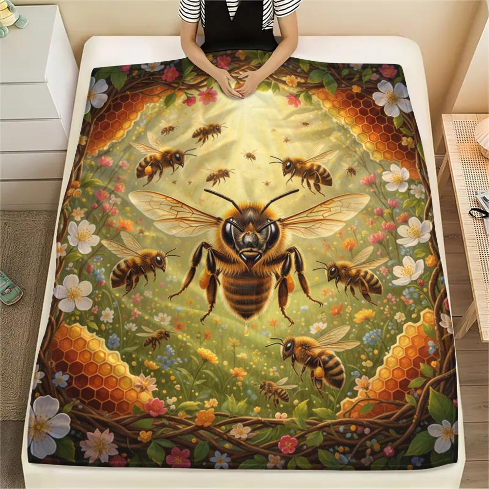 1Pc Cartoon Print Flannel Blanket, High Quality Comfortable for All Seasons, Home Decor, Warmth and Comfort, Perfect for Christmas Birthday Gift