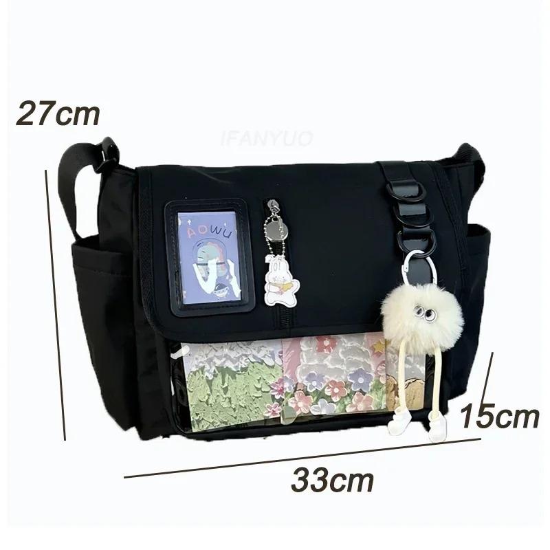 Japanese transparent crossbody bag Harajuku-style girlish satchel Charming DIY badge display panel Fashionable shoulder bag