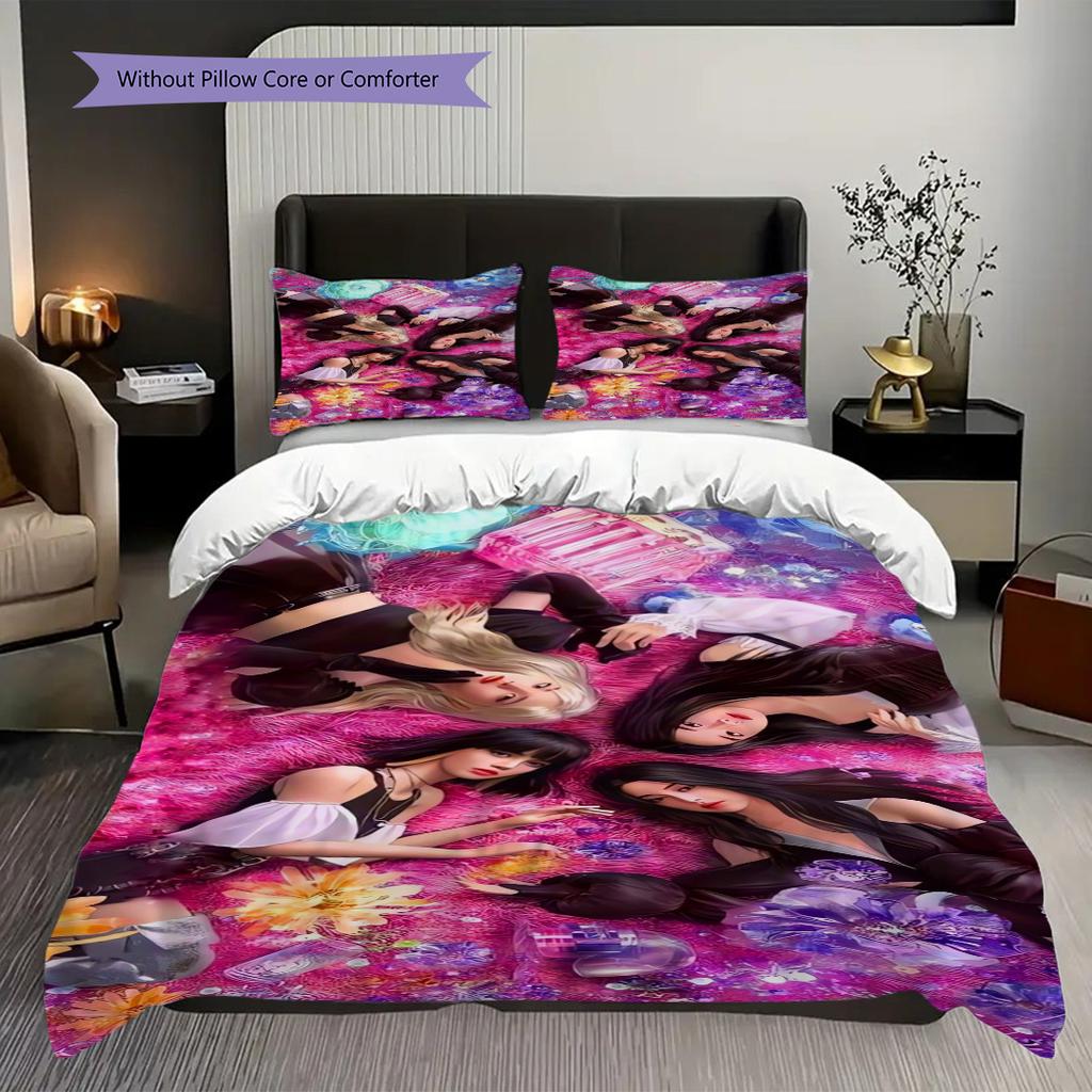 Vibrant Fashion Fusion Three-piece set (1 * duvet cover + 2 * pillowcase, without core) 2D Flat Bedding set Christmas birthday gift