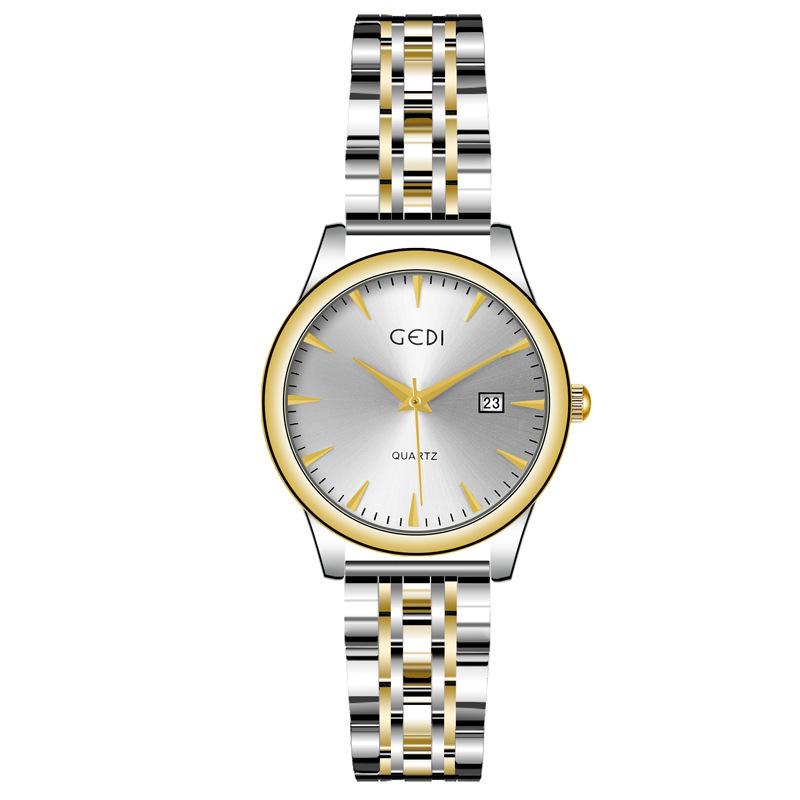 Couple Classic Steel Belt Watch Simple High-End Calendar Waterproof Quartz Watch High-Value Watch