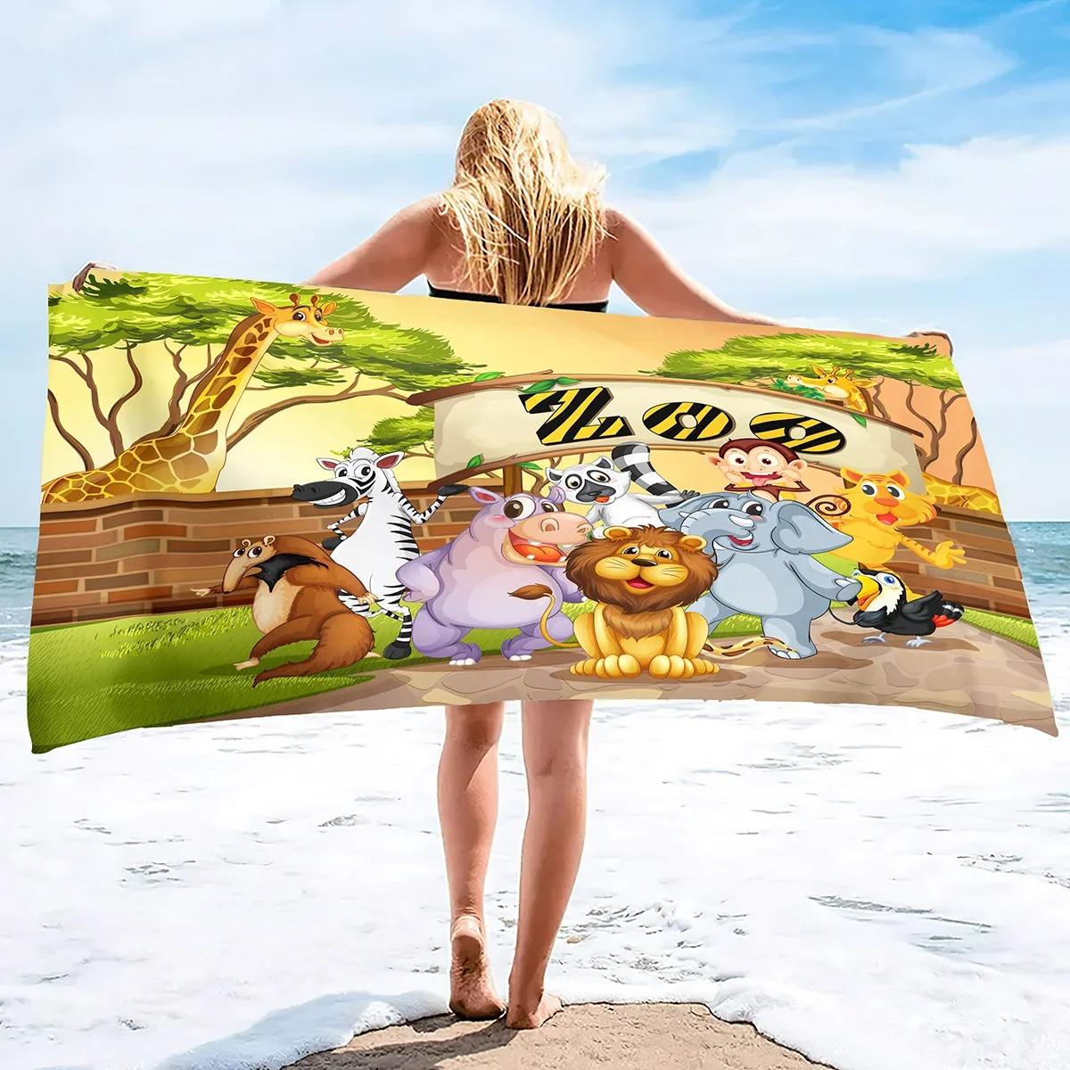 

Zoo Print Beach Towel,Beach Blanket Large Microfiber Shower Bath Towels Yoga Towel,Ultra Soft Super Water Absorbent Beach Throw W40*H60(CM)