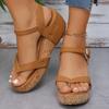 Fashion Clip Toe Wedge Heel Roman Sandals for Women 2025 Summer Thick Sole Beach Shoes Woman White Ankle Strap Chunky Platform Sandalias