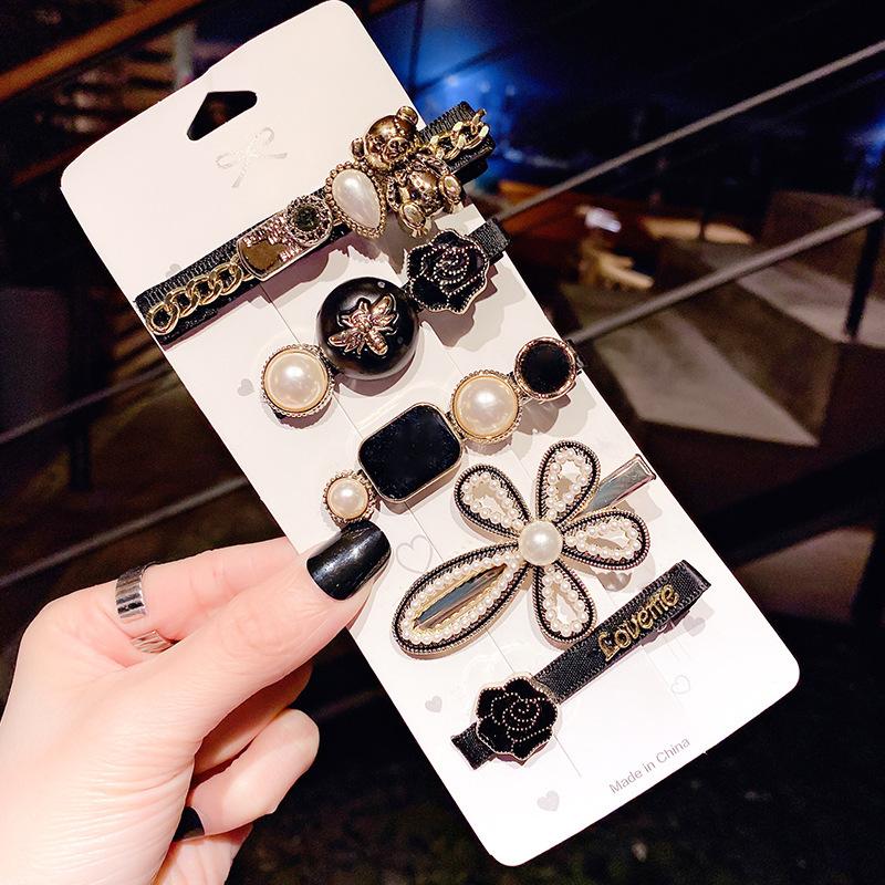 5-6pcs Pearls Elegant Vintage Hair Clips Women Fashion Geometric Flower Barrettes Headwear Girl Sweet Hairpins Hair Accessories