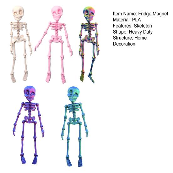 2/5Pcs 3D Printed Skeleton Refrigerator Magnet Halloween Poseable Skeleton Figurine