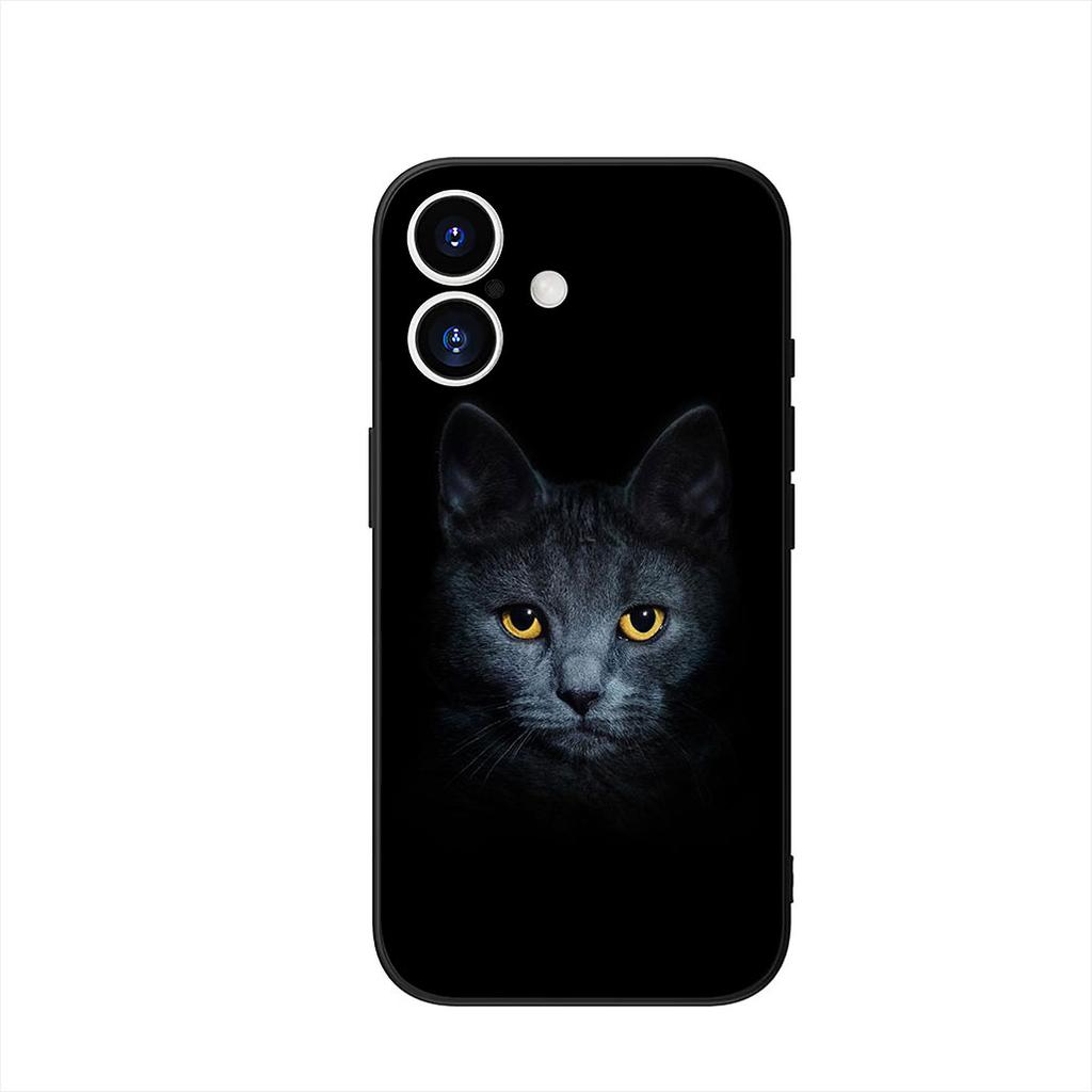 Blue Cat Green Eyes Meow Phone Cover Case for Apple iPhone 16 15 14 Plus 13 12 Mini 17 Pro Max + 16E Air 16+ ProMax Casing