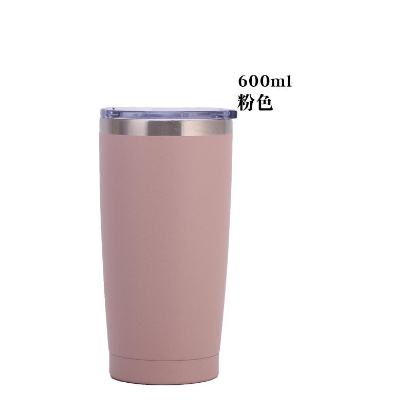 20oz Powder Coated 304 Stainless Steel Car Tumbler, Double Wall Vacuum Insulated Iced Coffee Travel Cup with Sliding Lid