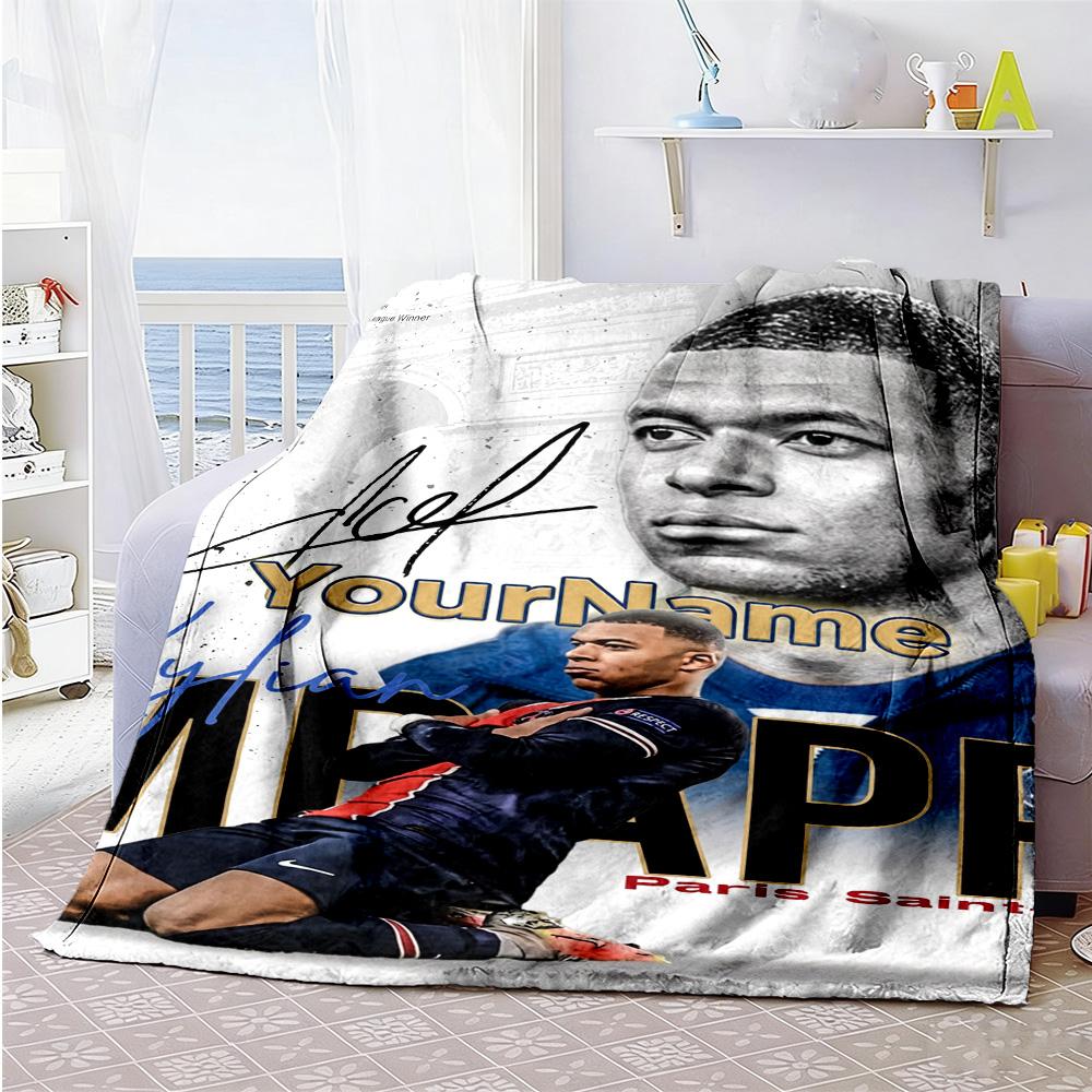 Mbappe 275 Personalisierbare Decke Gemütliche Personalisierbare Decke Bequem Geeignet für Sofa Strandstuhl Büro Ganzjahresnutzung