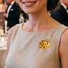 Faux Pearl Golden Peony Brooch Alloy Floral Lapel Pin Sweater Cardigan Coat Business Suit Clothing Accessories for Women Wife Girlfriend