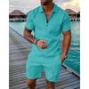 2025 summer men's 3D digital printing short-sleeved polo fashion sports and leisure suit foreign trade men's solid color