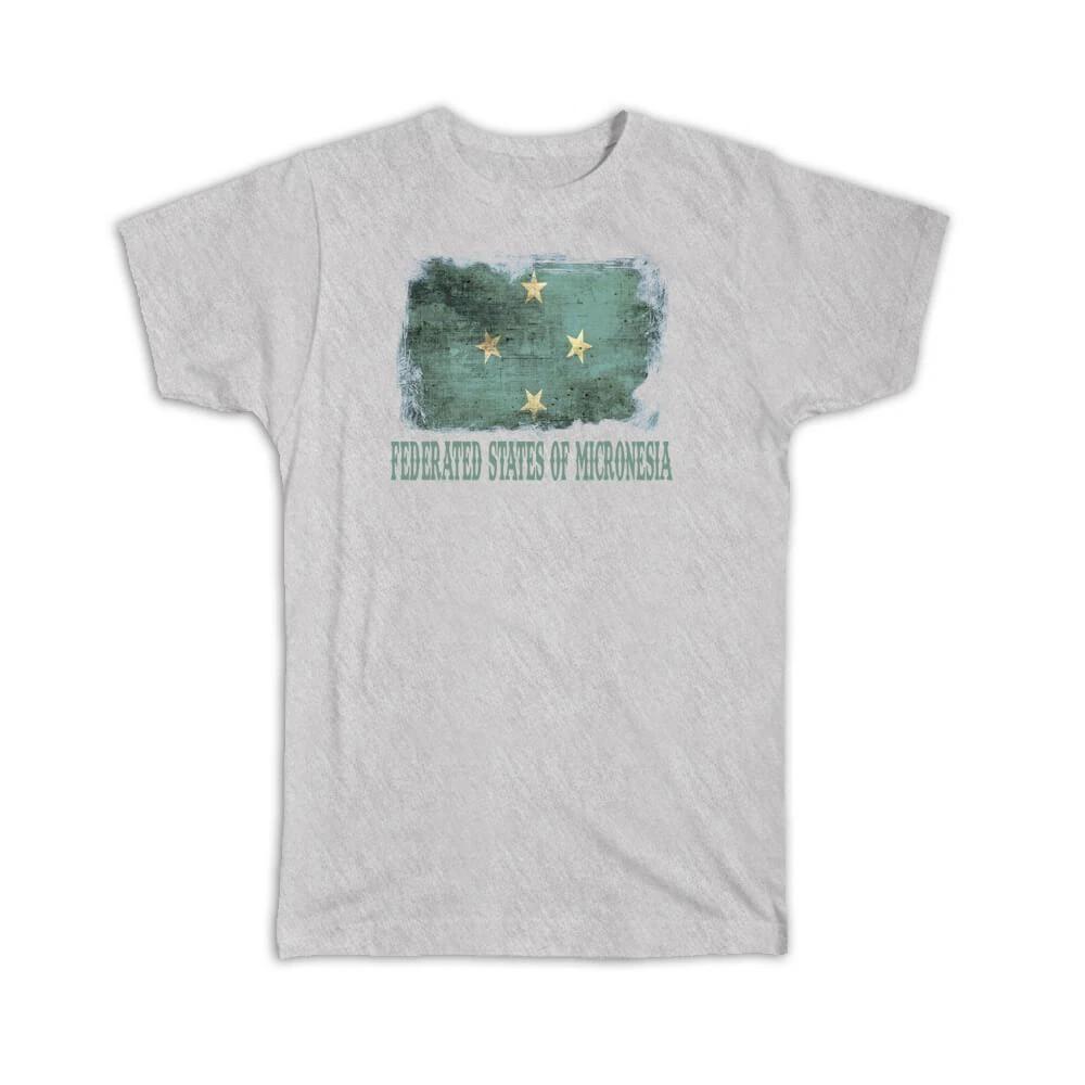 Gift T-Shirt : Federated States Of Micronesia Flag Country Vintage Souvenir 2XL