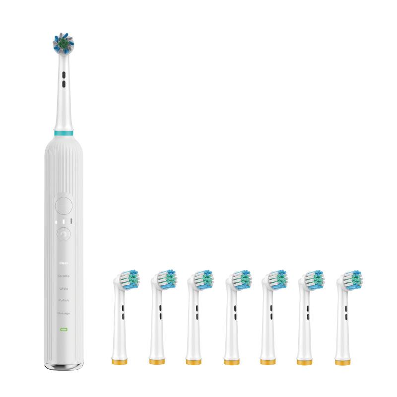 Rotating Electric Toothbrush Flat Replacement Long Battery Life Wireless Ultrasonic