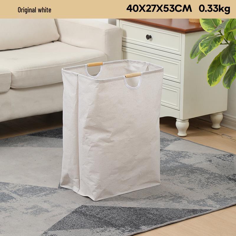 Foldable Laundry Basket with Wooden Handles - Waterproof, Large Capacity, for Toys and Clothes, Cotton and Linen Fabric