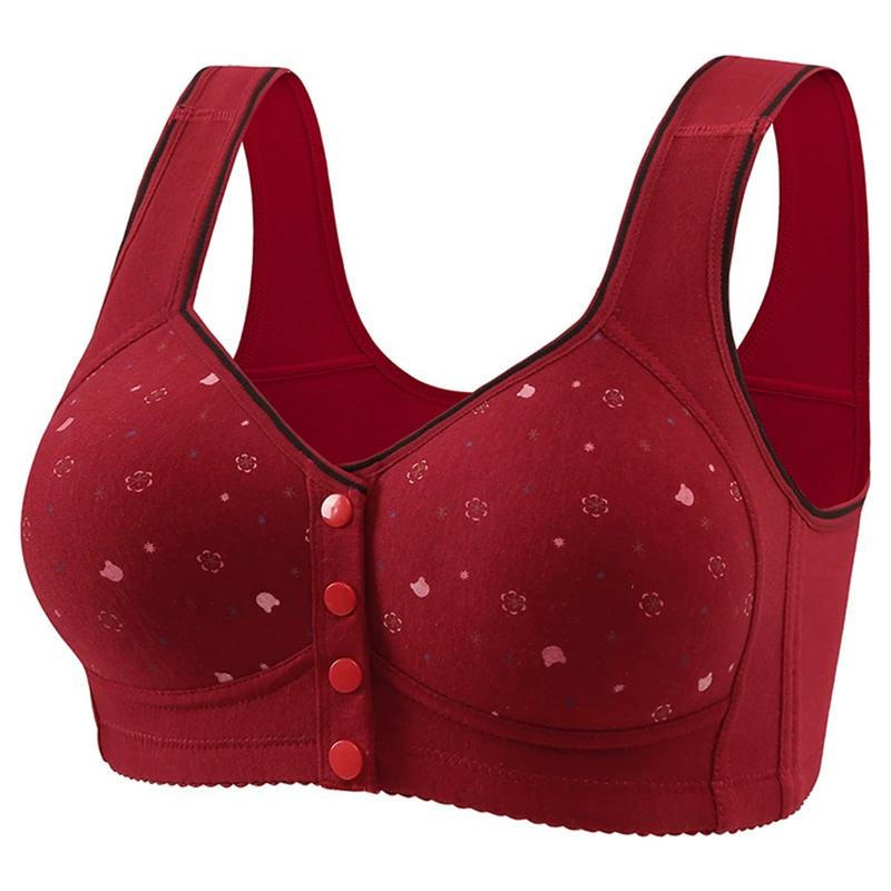 Women Large Size Adjustable Strap Front Buckle Bra Printed Bra