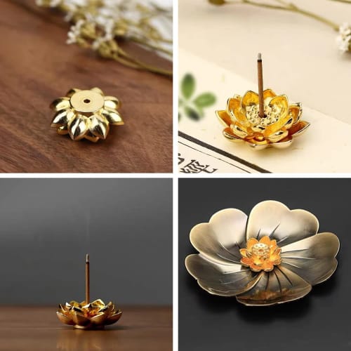 RICISUNG Incense Holder/Incense Burner (2-Pack) - Stylish Lotus Flower Design, Ideal for Buddhist Altars, Incense Burners, and Incense Holders. Horizo