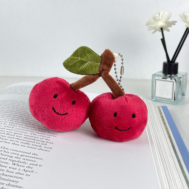 Fun And Cute Cherry Plush Keychain Couple Doll Backpack Pendant Mock Fruit Doll Decoration Gift 8cm