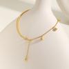 Minimalist Ball Semi-circle Bracelet for Women,Flat Cross Chain Stainless Steel Bracelets,Waterproof Jewelry Gift