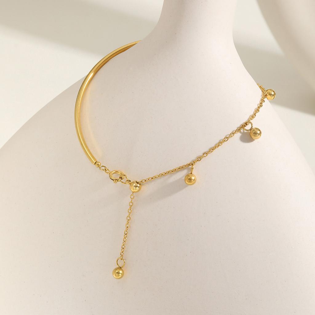 Minimalist Ball Semi-circle Bracelet for Women,Flat Cross Chain Stainless Steel Bracelets,Waterproof Jewelry Gift