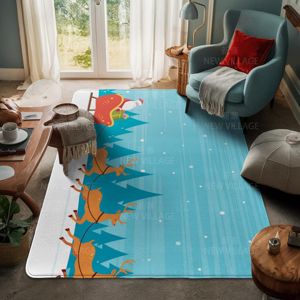 House Entrance Carpet Home Door Mat Living Room Bath Foot Bathroom Non-slip Water Absorption Rugs Bath Merry Christmas Winter