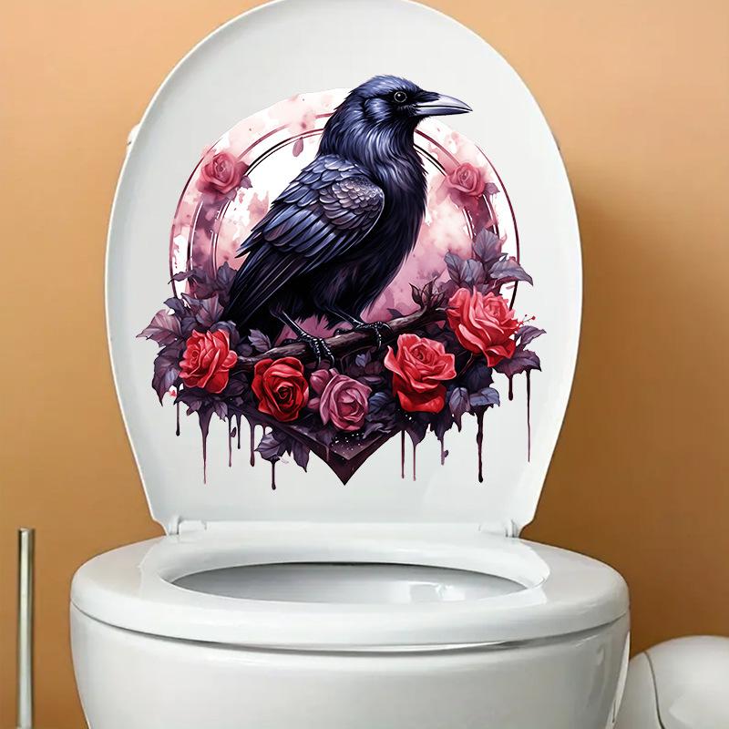 Halloween Crow Stickers for Wall Glass Door Refrigerator Window Spooky Home Decor Scary Party Decoration Peel and Stick Vinyl