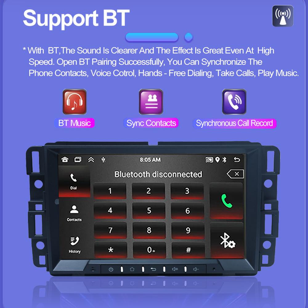 8'' Car Radio Android for GMC Acadia Savava Sierra Chevrolet Avalanche Suburban Carplay 2Din Autoaudio Head Unit Navigation GPS 1+32GB