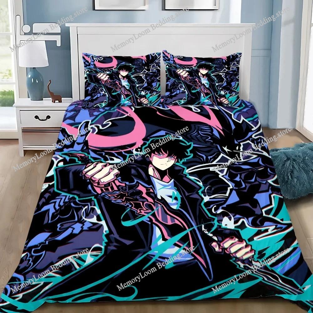 Anime Solo Leveling Duvet Cover Pillowcase Bedding Set Adult Boy Girl Bedroom Decoration Children Gift Single Double Large Size