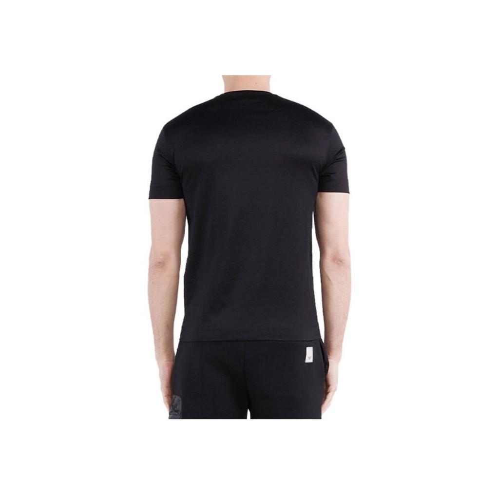 Emporio Armani Letter Print Crew Neck Short Sleeve T-Shirt Men T-Shirts Black 3R1TBH-1JSAZ-0043