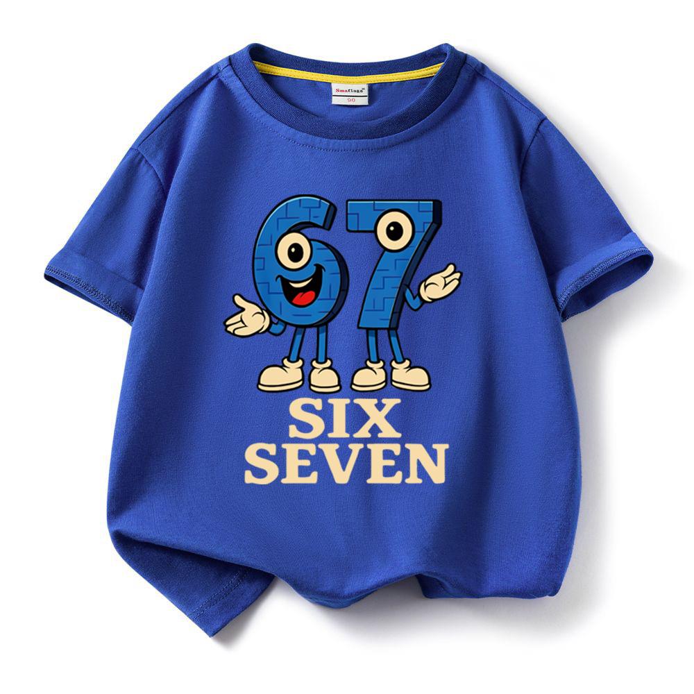 Kids Short Sleeve Tee T Shirt 67 Six Seven Funny Number Boys Girls Cotton Tops Sleeveless Girl Tshirt Summer Kids Clothing