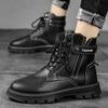New Motorcycle And Ankle Boots Men'S High-Top Fashion Shoes Waterproof Boots Men Leather Shoes Men Casual Boot Bota Masculina