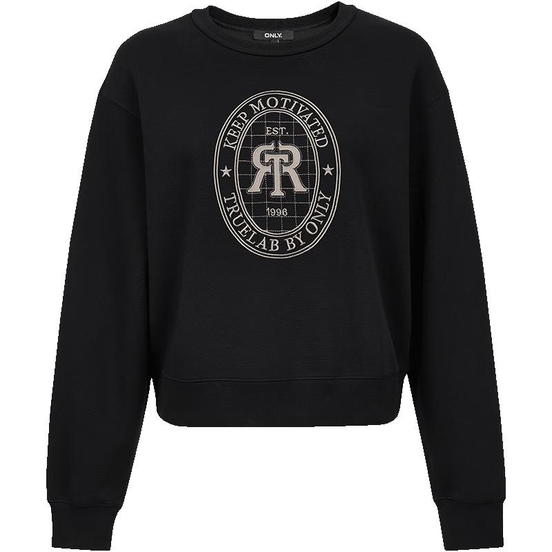 

ONLY Women s Embroidered Crew Neck Drop Shoulder Sweatshirt M