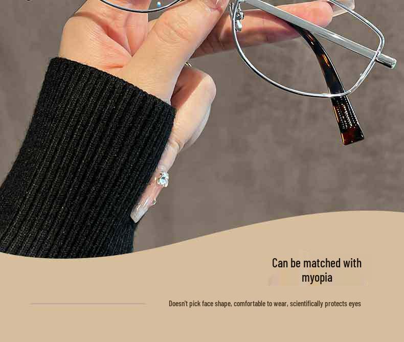 Damen Ultra-Leichte Brille mit Silberrahmen für Kurzsichtigkeit - Reines Titan, Blaulichtfilter, Rundes Gesicht Design