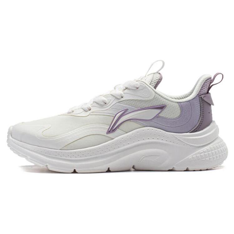New LiNing Cruising Anti Slip Wear Resistant Low Top Casual Shoes Women's White Purple AGLT152-3