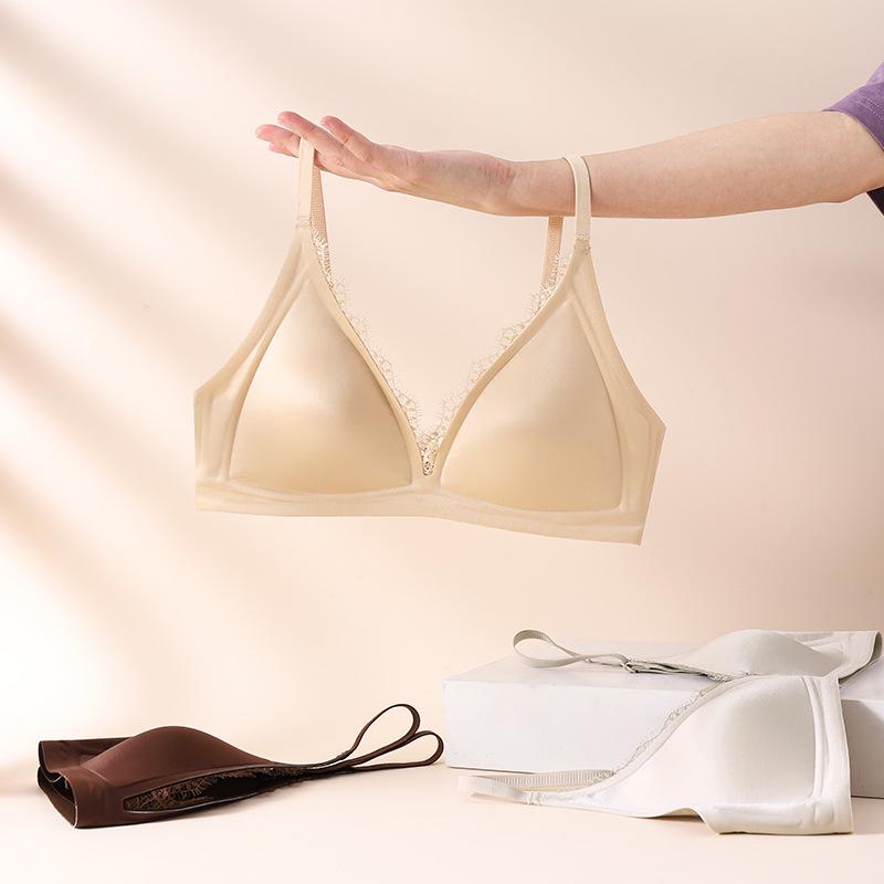 Lace Trim Wirefree Bra - Small Chest Support & Beautiful Back Design