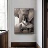 Wild Elephant Mother and Child Poster Animal Canvas Painting Living Room HD Printing Image