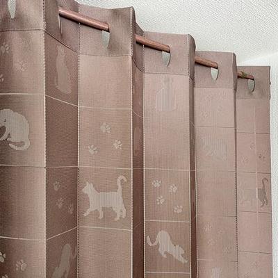 Accordion Curtain with Cat Pattern, 250cm X 150cm X 250cm, Room Divider Curtain, Long, Cute Cat Silhouette, Tension and Folding Curtain, Privacy Curta