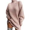 Autumn Winter Women's Solid Color Loose Knitted Sweater Dress Women Long Sleeve Turtleneck Pullover Knit Dress