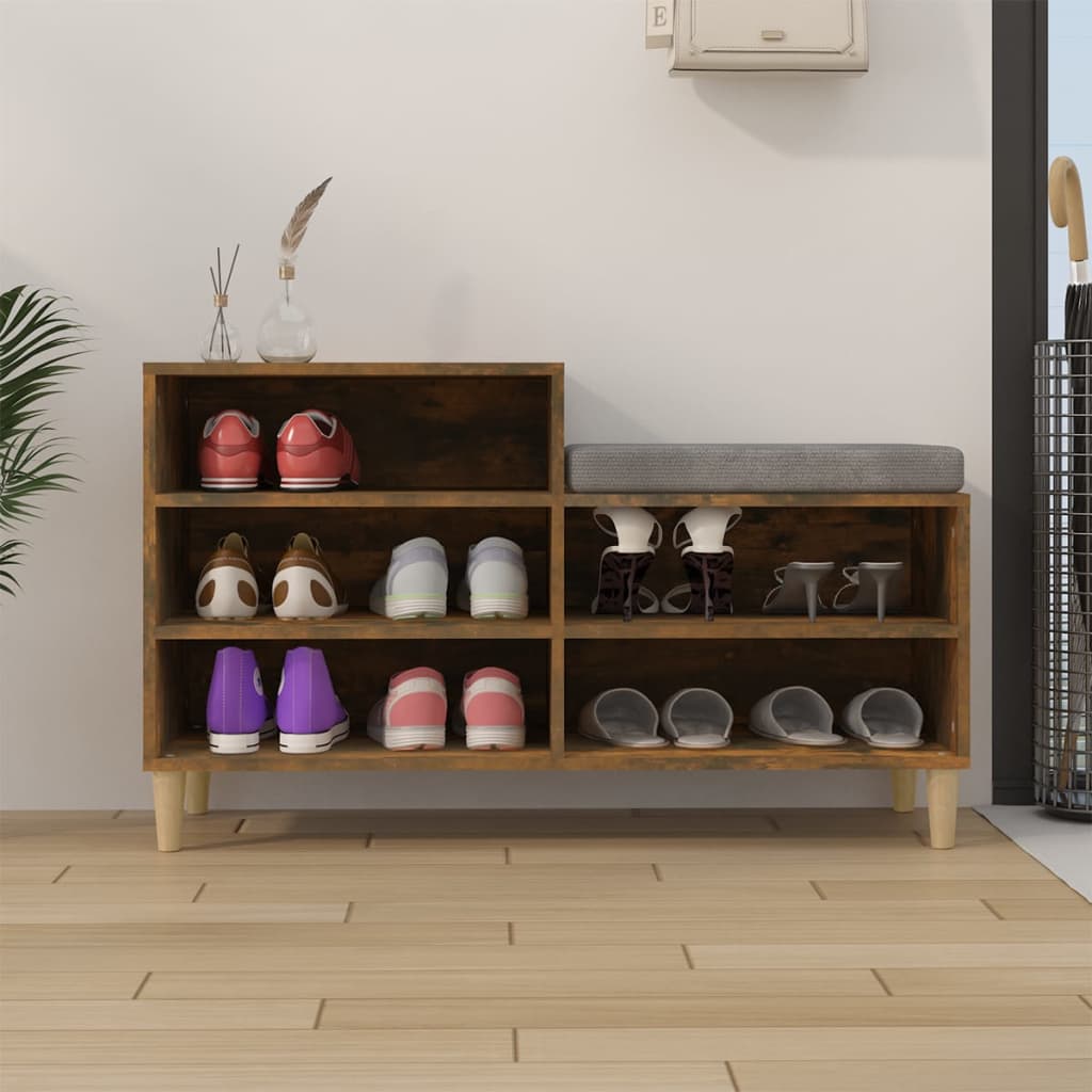 Shoe Rack Smoked Oak 102 x 36 x 60 cm Engineered Wood