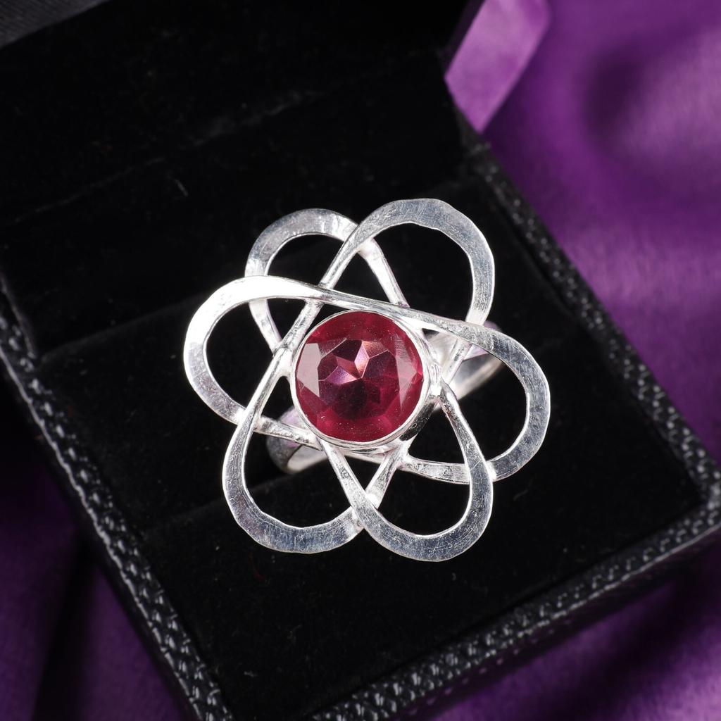 Natural Pink Tourmaline Gemstone 925 Sterling Silver Jewelry Handmade Boho Ring RR-21-18