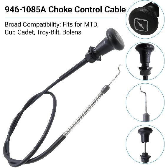946-1085A Choke Control Cable Replacement for MTD Cub Cadet Troy-Bilt 746-1085 946-1085A 746-1085A Lawn Mower Parts - Fits LT1042 LT1045 LT1046