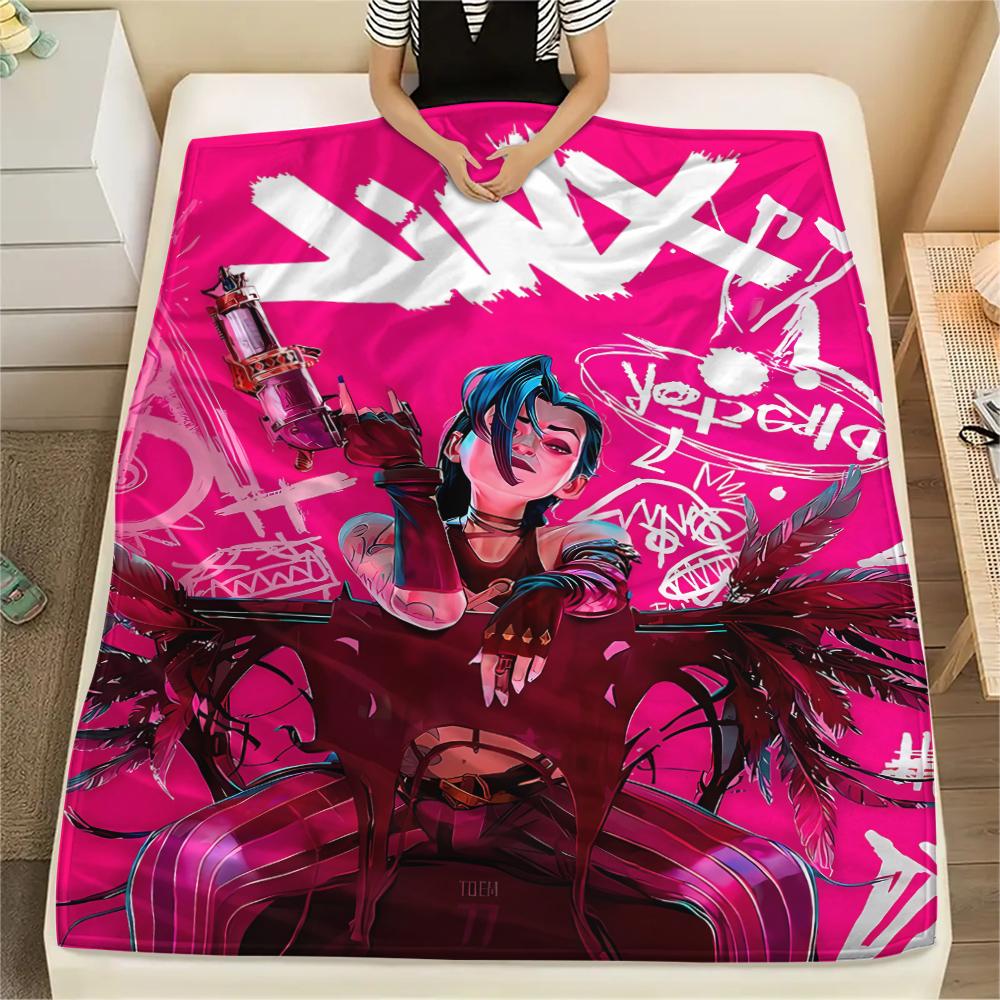 1PC Jinx Print Flannel Blanket, High quality All Seasons, Home Decor, Warmth and Comfort, Perfect for Christmas Gifts