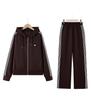 Women's Casual Spring Two-Piece: Loose Zipper Jacket & Elastic Waist Pants for Middle-Aged & Elderly