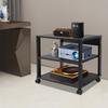3-Tier Galvanized Steel AV Media Stand with 4 Wheels,Black Rectangular AV Media Stand 50*40*48.5cm for Study Rooms,Kitchens