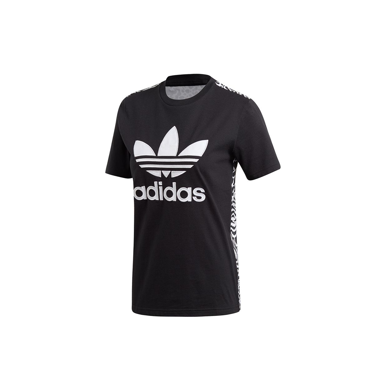 Adidas Оригинальная Повседневная Спортивная Дышащая Футболка с Леопардовым Принтом Женские Топы Черный DY0883 34