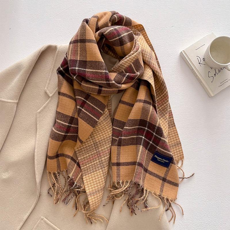 Autumn and winter new versatile scarf women's thickened woven thick beard fringed warm scarf imitation cashmere shawl