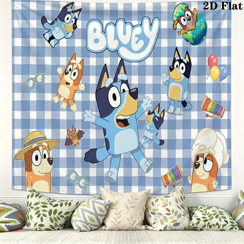 Bluey Wall Tapestry Aesthetic Wall Hanging Printed Fabric Blanket Decorative Tapestries for Bedroom Living Room Home Decor