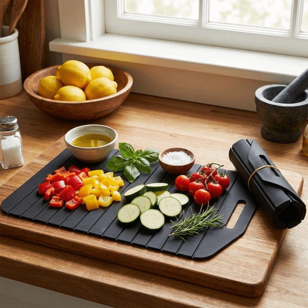 Non-Stick Folding Cutting Board Anti-Slip Flexible Silicone Cut Board Portable Easy Grip Handle Food Prep Tool Camping Trips