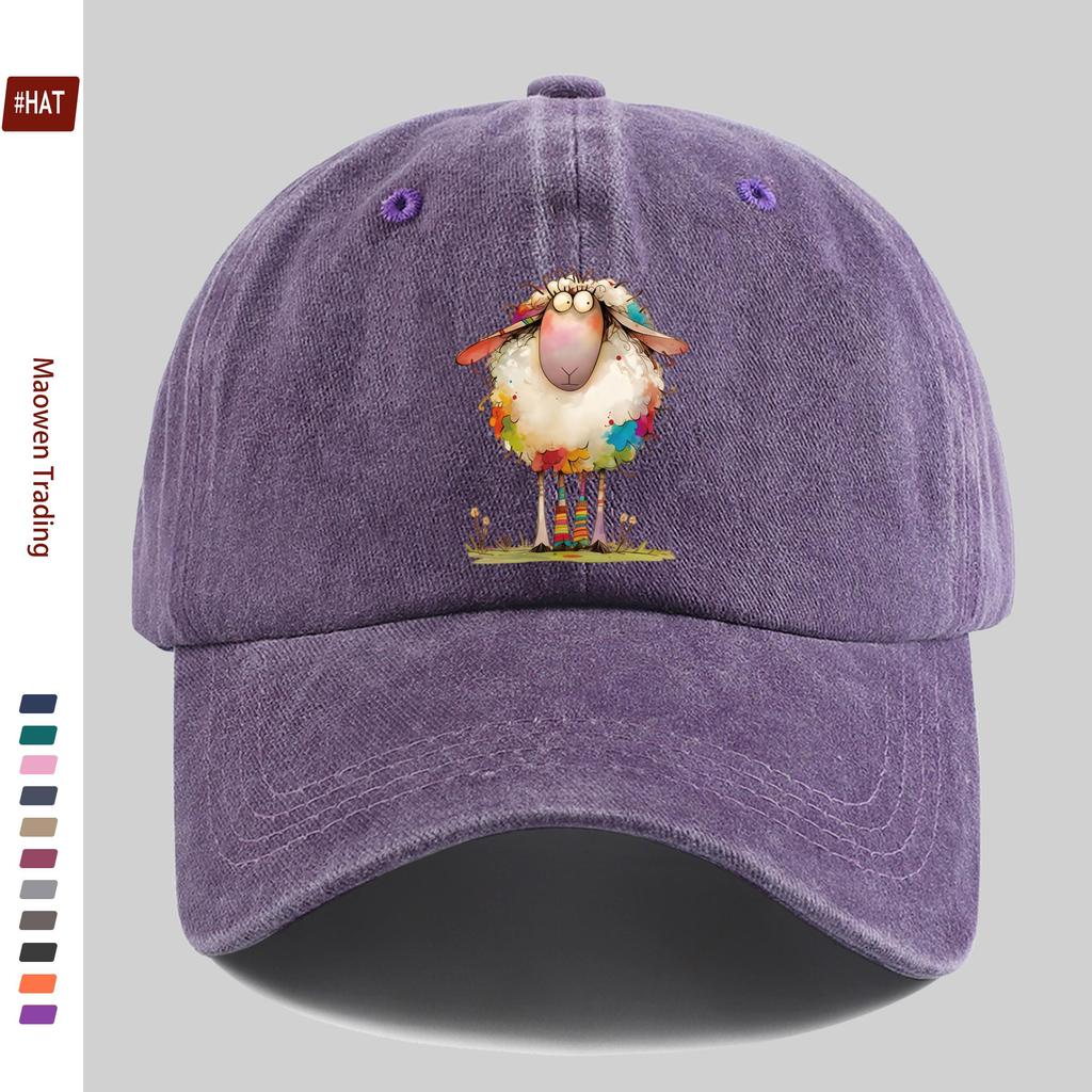 pc Cute Animal Series Printed Sun Hat Comfortable Lightweight Dreamy Style Sheep Print Trucker Hat Adjustable Strap Washable