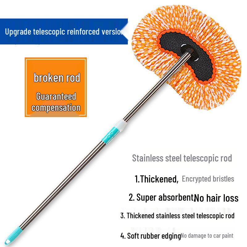 Telescopic Car Wash Mop with Long Handle and Soft Bristle Brush