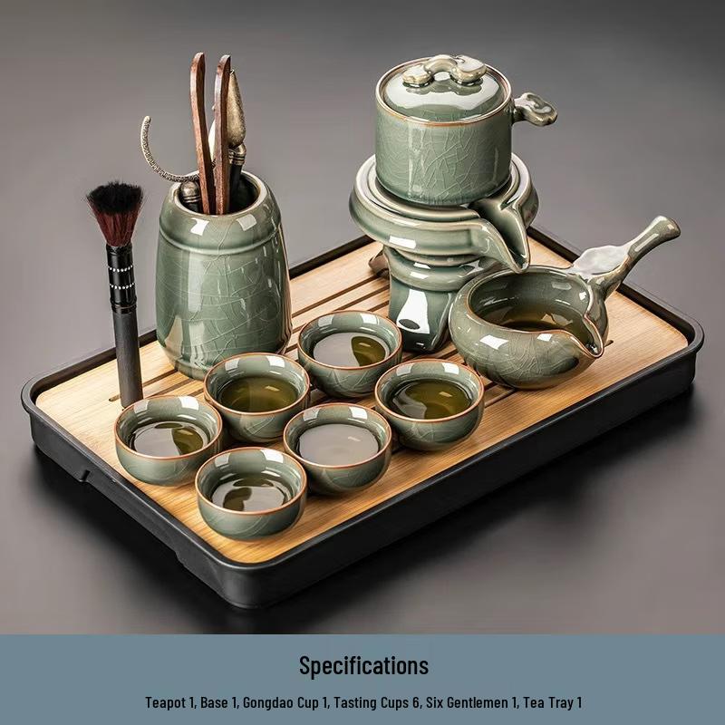 Ge Kiln Ceramic Automatic Tea Set (9-Piece with 6 Cups)