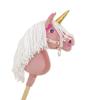 Hobby Horse Einhorn am Stock, Klein, Staubrosa, mit Weißer Mähne und Goldenem Horn